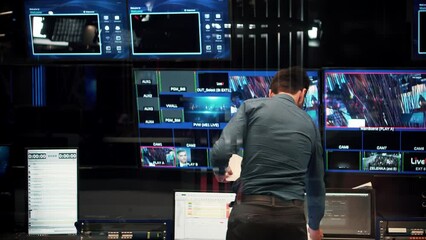 tv studio on live news broadcaster channel