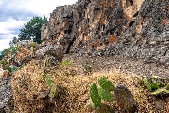 Ventanillas de Otuzco Peruvian archaeological site, cemetery in the rock