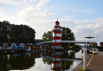 Light House in the Resort Hafendorf at Lake Grienerick in the Town Rheinsberg, Brandenburg