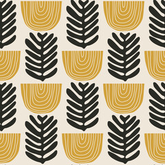 Trendy vintage minimalist seamless botanical pattern background - 557125809