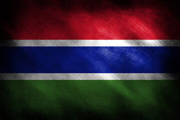 The flag of Gambia on a retro background