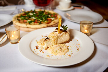 a half-eaten sweet dessert on the table