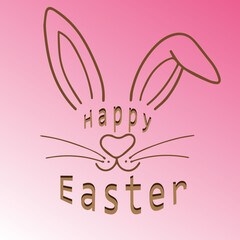 Happy easter text with outline of rabbit's head.suitable for banner or poster