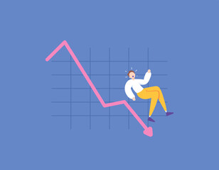 economic recession and financial crisis. decline in revenue, decline in profits, fall in income, go bankrupt. business and financial problems. concept illustration design. graphic elements