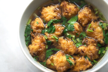 Bubble vegetarian meatball food in bowl