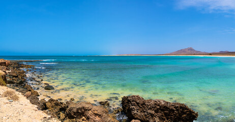 Panoramic view of Ervatao Beach on Boa Vista, Cape Verde