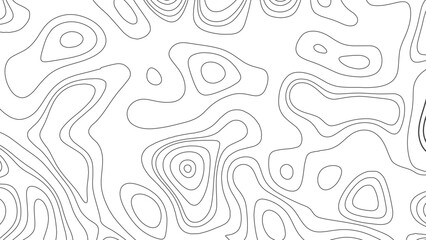Abstract Topographic Contour Line Pattern in Black and White. Topographic map. Geographical location lines, cartography contour line nature trails relief texture image.