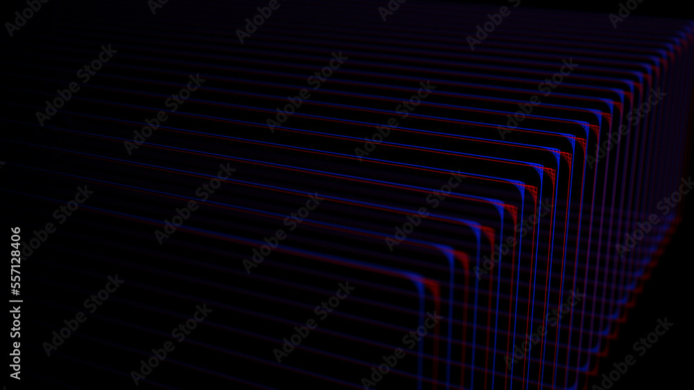 Poster galactic portal with linear connections. optical illusion of a laser tunnel. technological connectio