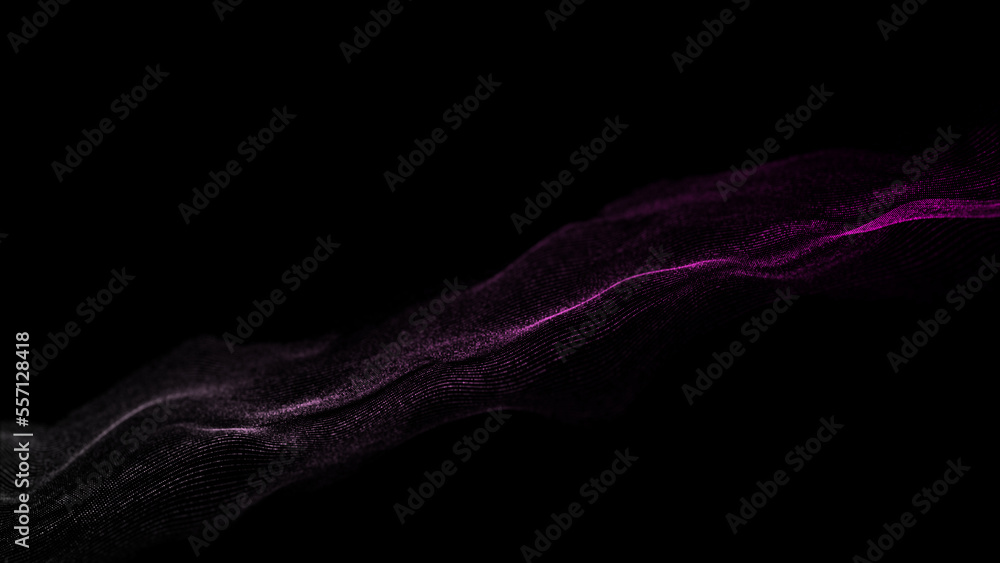 Poster textured wave of particles. visualization of technological connections. molecular connection of part