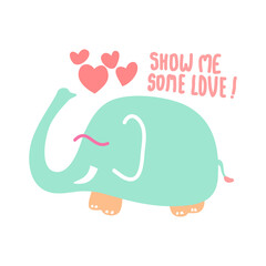Cute Hand drawn Elephant, perfect for T-shirt and wallpaper