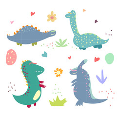 Cute Hand drawn Dinosaur, perfect for T-shirt and wallpaper