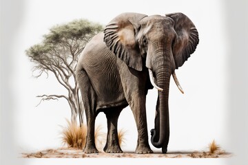 Fototapeta na wymiar Animal - shaped picture of the forest - transparent background elephant