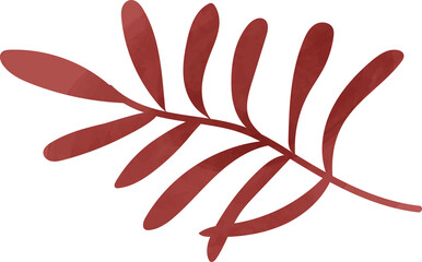 Watercolor winter leaf branch