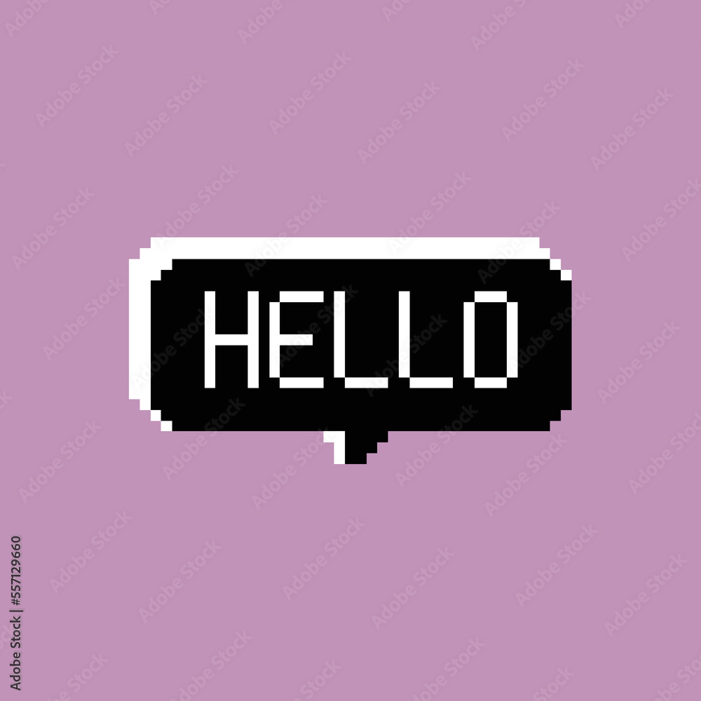 Fototapete bubble greeting with text inside. pixel art vector illustration good for your project.
