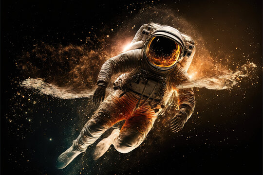 Astronaute dans l'espace, l'univers, la science-fiction, parfait pour le fond d'écran ou l'arrière-plan