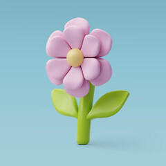 3d Vector Spring Pink flower. Happy Mother's Day, Valentine Day concept. Eps 10 Vector