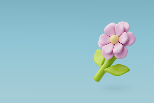 3d Vector Spring Pink flower. Happy Mother's Day, Valentine Day concept. Eps 10 Vector