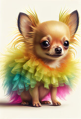 Chihuahua in Rainbow Tutu created with Generative AI Technology - 557130487