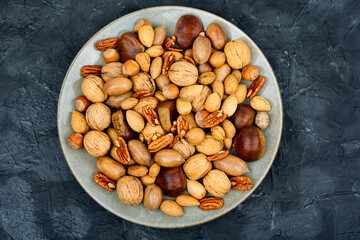 Assortment of nuts on a plate