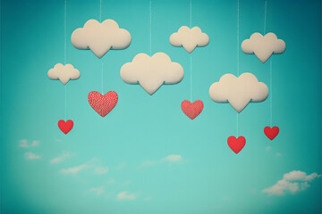 Fototapeta na wymiar Valentine's Day, Cloud of hearts, Generative AI
