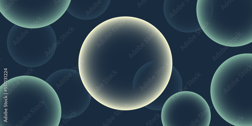 Aufkleber dark background, header or banner design with large green and grey large bubbles pattern - multi pur