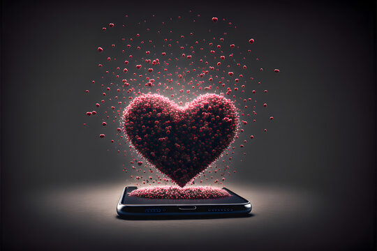 Valentine's Day, Smartphone & Hearts, Present, Generative AI