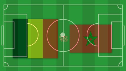 belgium vs morocco Football Match Design Element on Football field.