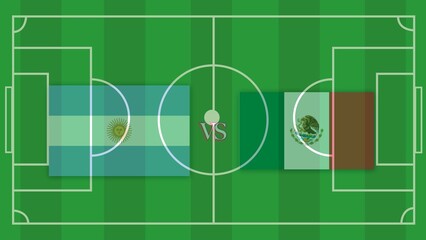 argentina vs mexico Football Match Design Element on Football field