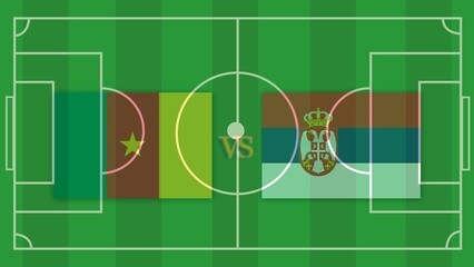 cameroon vs serbia Football Match Design Element on Football field.