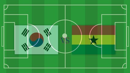 South Korea vs Chana, Football Match Design Element on Football field.