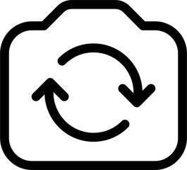 photo camera arrow cycle thin line edit, editing icon