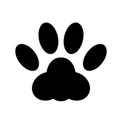 Fototapeta na wymiar Paw print silhouette icon sign symbol. Dog cat pawprint. Black footprint set. White background. Isolated. Flat design.