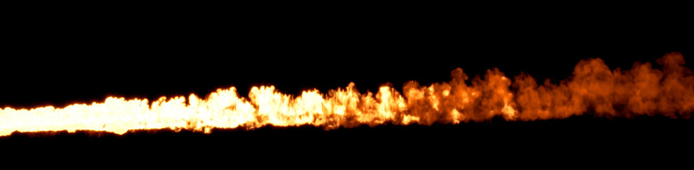 cute burning fire line on black, isolated - object 3D rendering