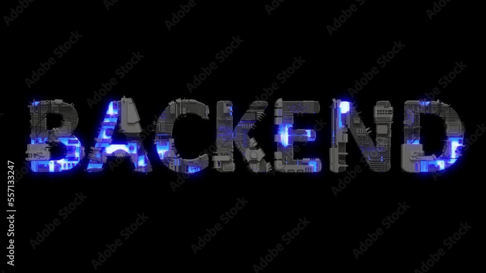 Poster scrap metal cyberpunk text backend with electrical light and animated surface, isolated - loop video