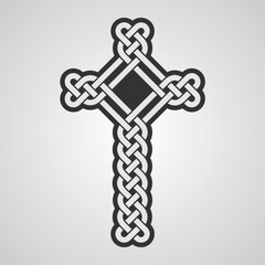 Celtic cross. Celtic national ornament in the form of a cross. Vector isolated on light background.
