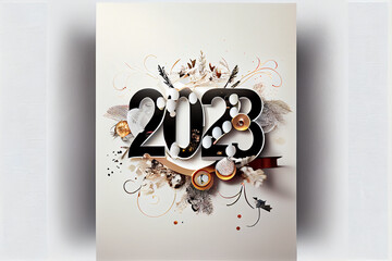 Creative Christmas and New Year background with  2023 numbers.