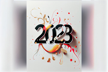 Creative Christmas and New Year background with  2023 numbers.