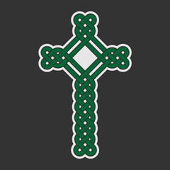 Celtic national ornament in the form of a cross. Vector isolated on dark background.