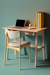 Personal workspace for home office use and study. AI produced