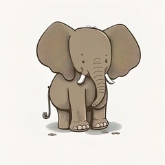 An elephant on white background, Generative AI.