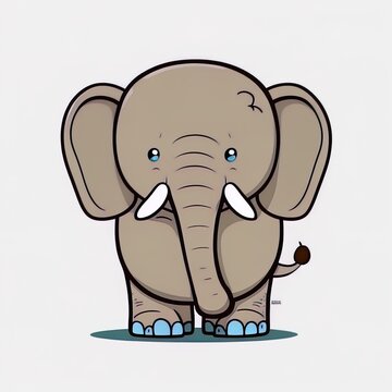 An elephant on white background, Generative AI.