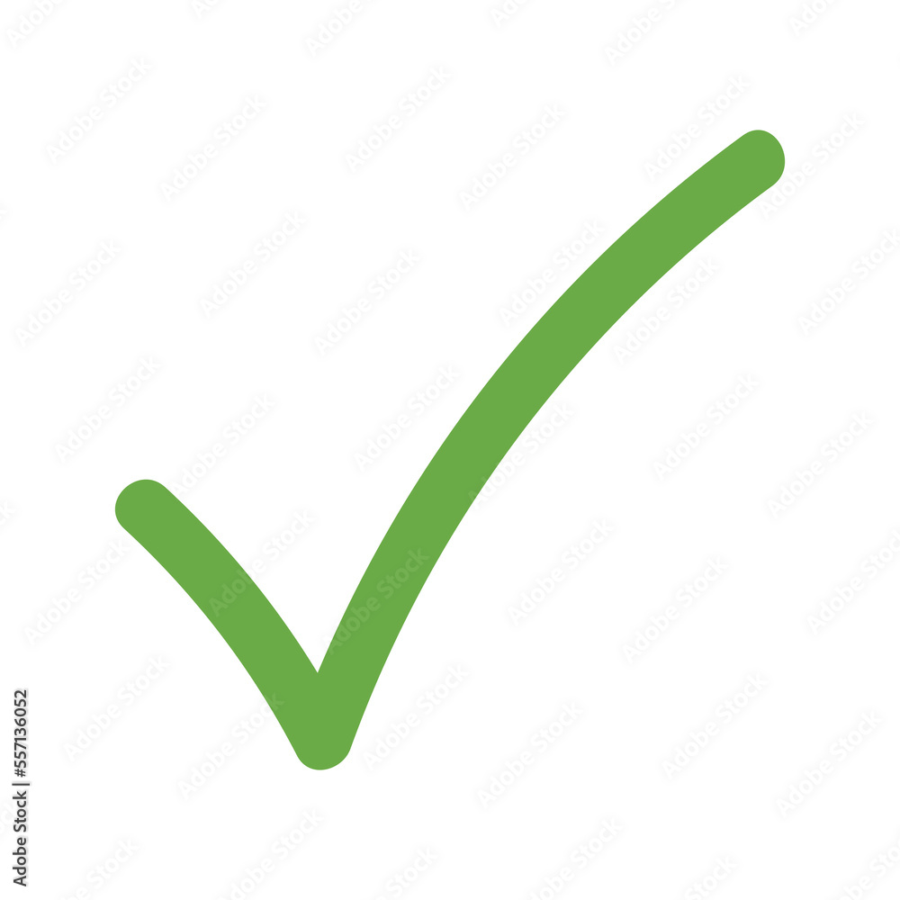 Poster green checkmark icon. tick of positive approval and agreement with successful voting and passing vec