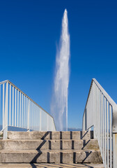 Water jet of Geneva, Switzerland, is a large fountain and one of the most famous landmarks of the city