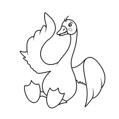 bright vector illustration of goose, poultry, illustration for kids games, sketch, line, hand drawing