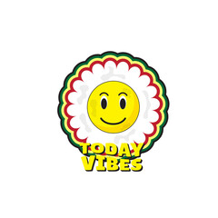 90s Retro Cartoon Sticker Illustration. Today Vibes Slogan for Poster or T-Shirt Print Design. Vector