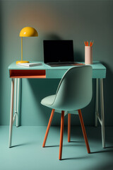 Personal workspace for home office use and study. AI produced