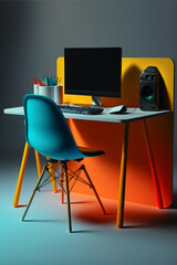 Personal workspace for home office use and study. AI produced