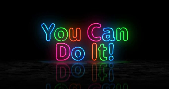 You can do it neon glowing symbol. Light color bulbs. Retro style positive motivation and inspiration abstract concept 3d animation.