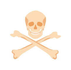Skull with crossbones. Pirate flag and danger symbol with warning of scary poisonous vector consequences