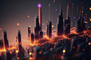 Obraz premium Digital illustration about technology and architecture.